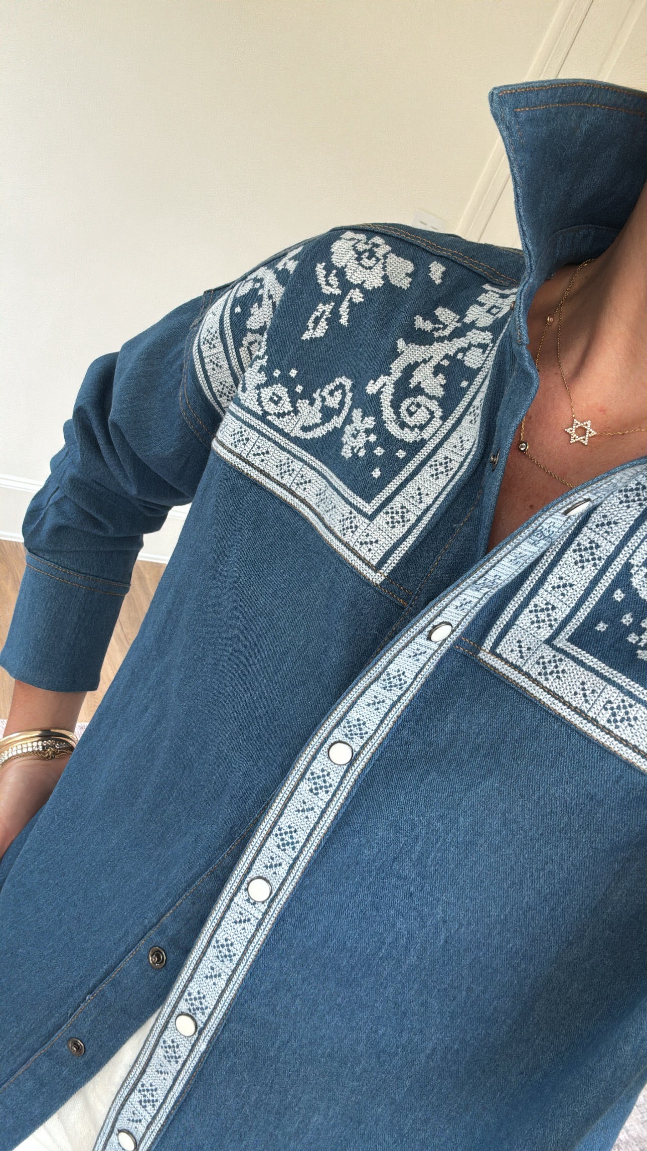 Loretta Embroidered Denim Top