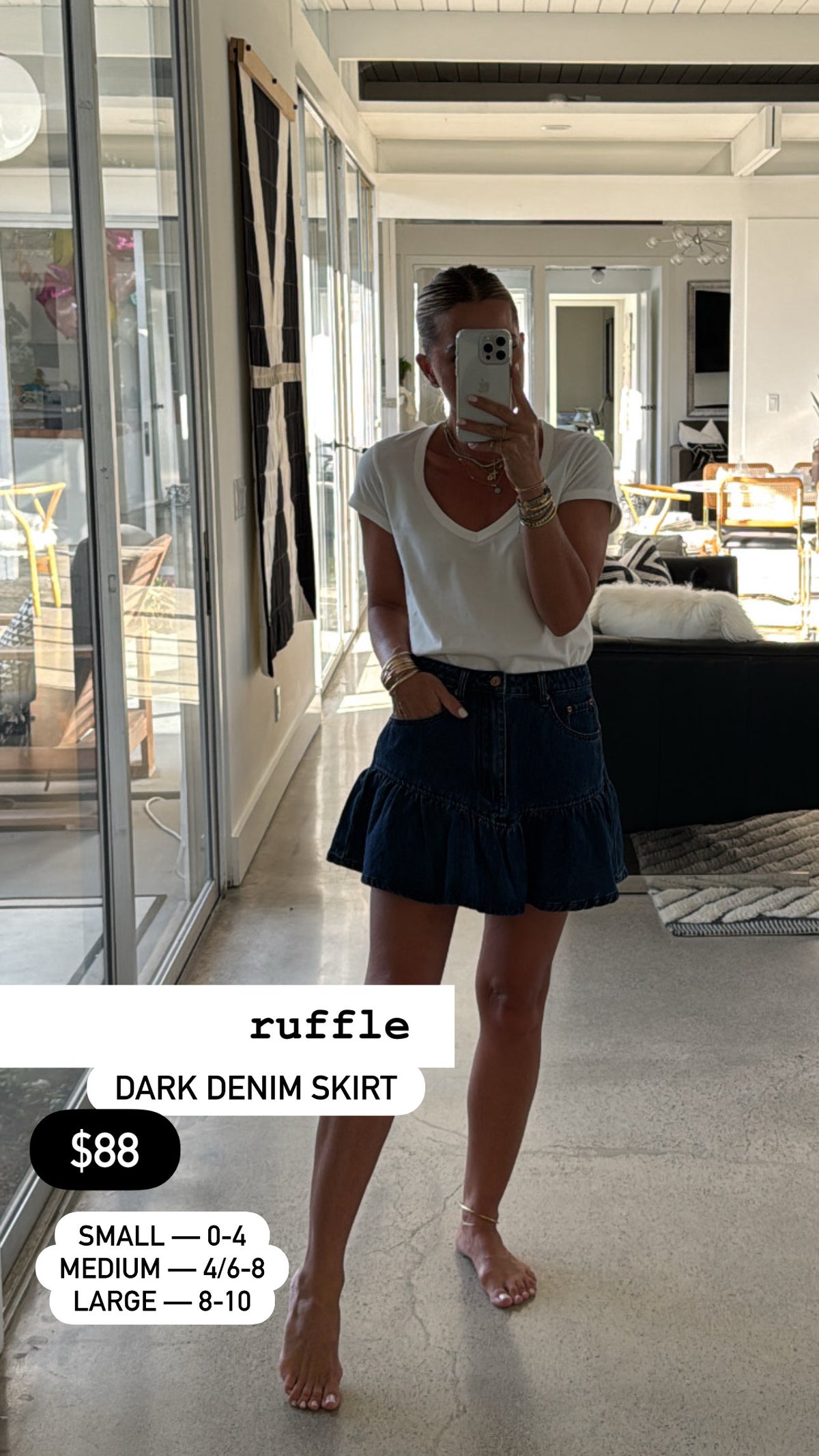 Ruffle Denim Skirt