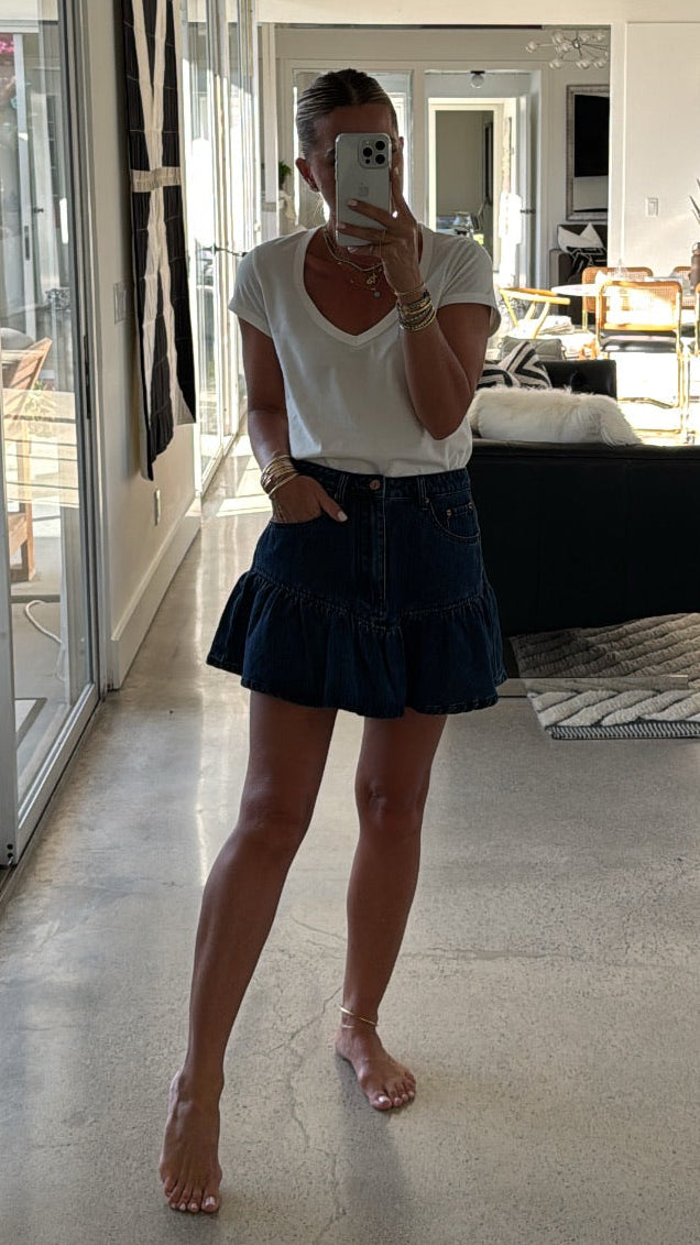 Ruffle Denim Skirt