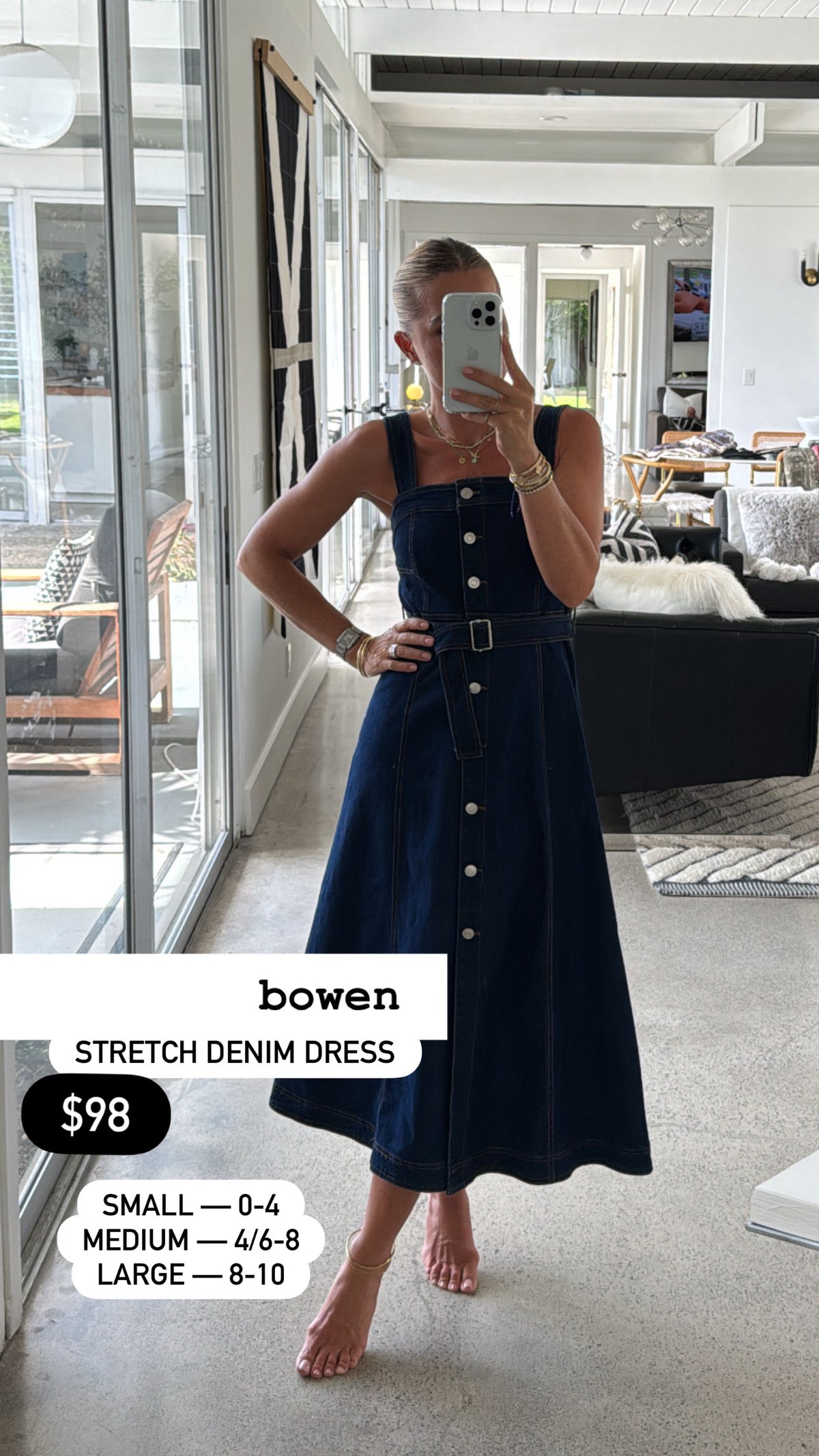 Bowen Belted Denim Dress