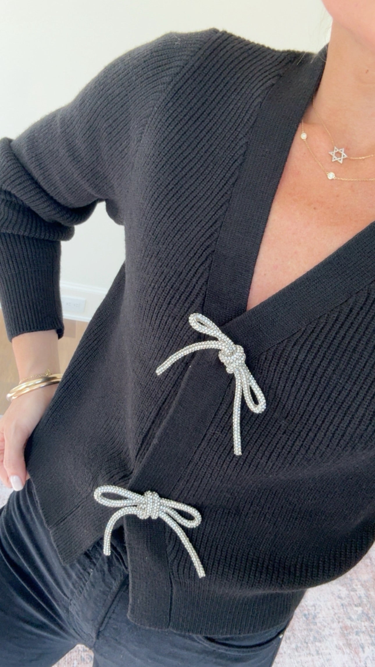 Emery Jewel Bow Cardi